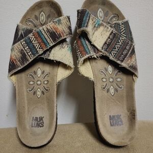 Muk Luks Brown and Cream Sandals with Comfort Design